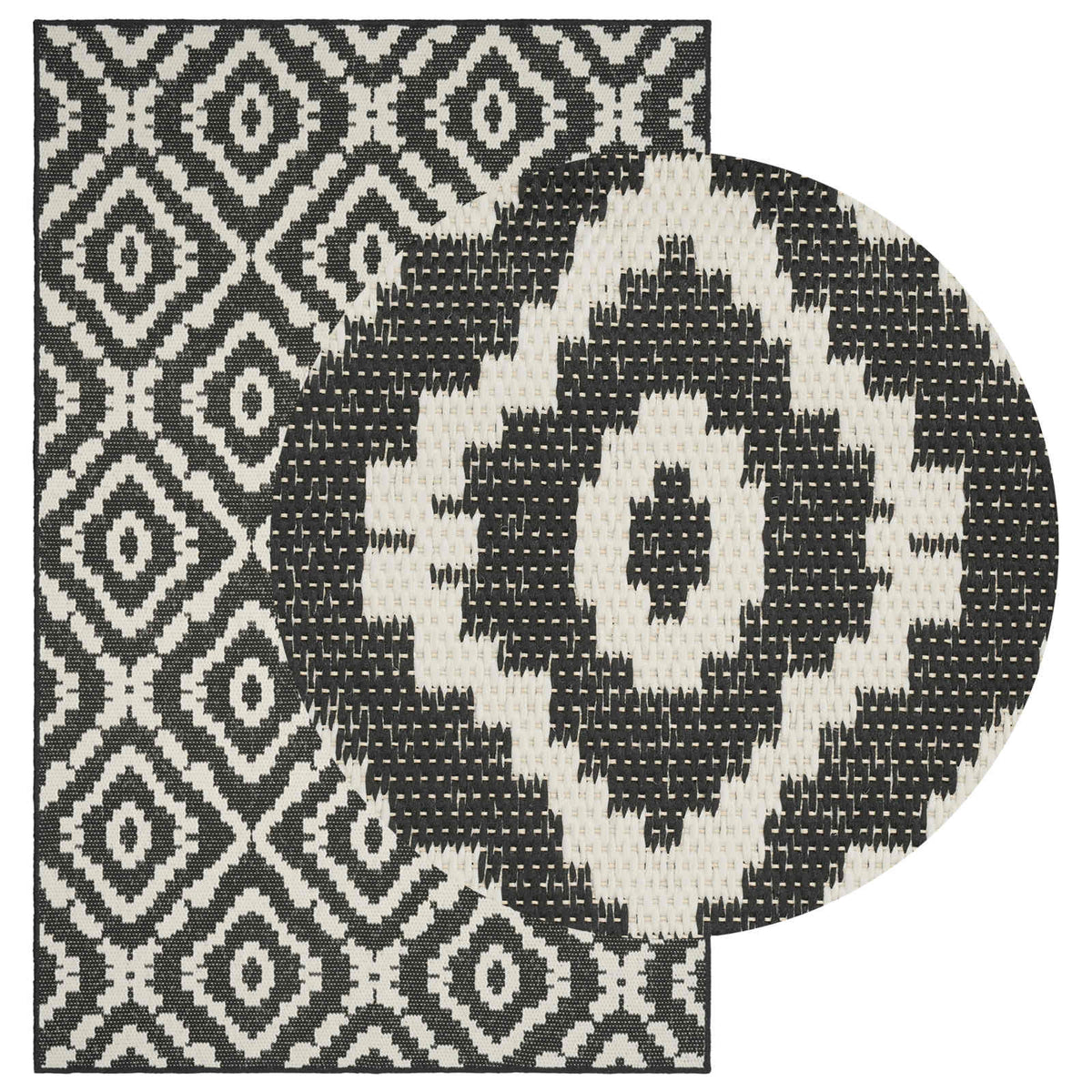 vidaXL Area Rug Natural and Black 200 x 290 cm PET