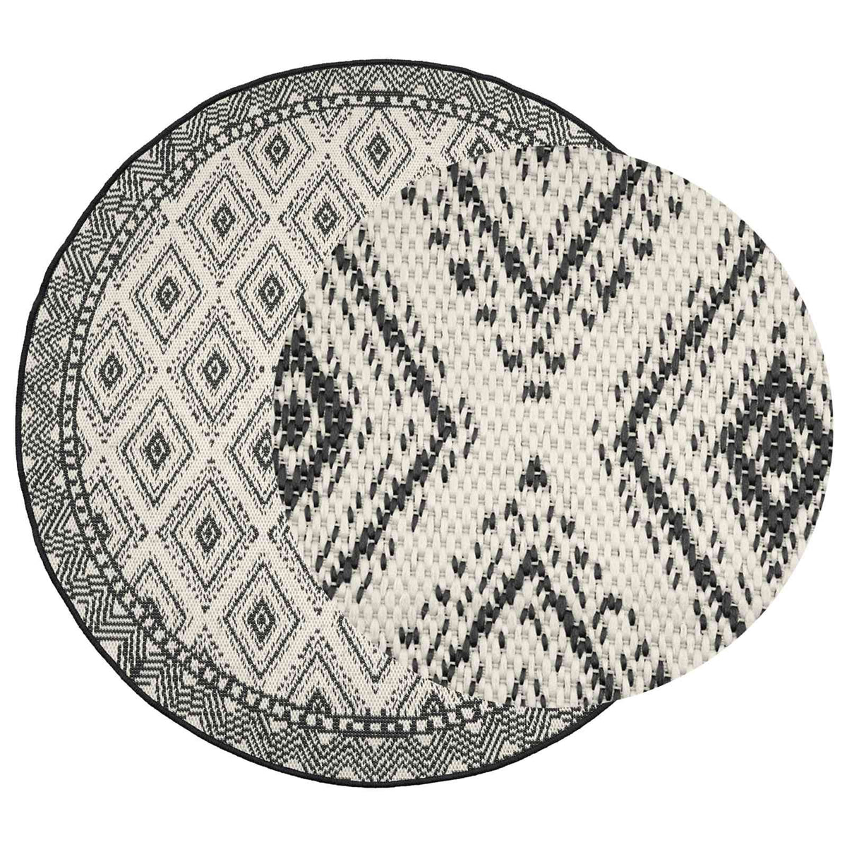 vidaXL Area Rug Natural and Black Ø 160 cm PET