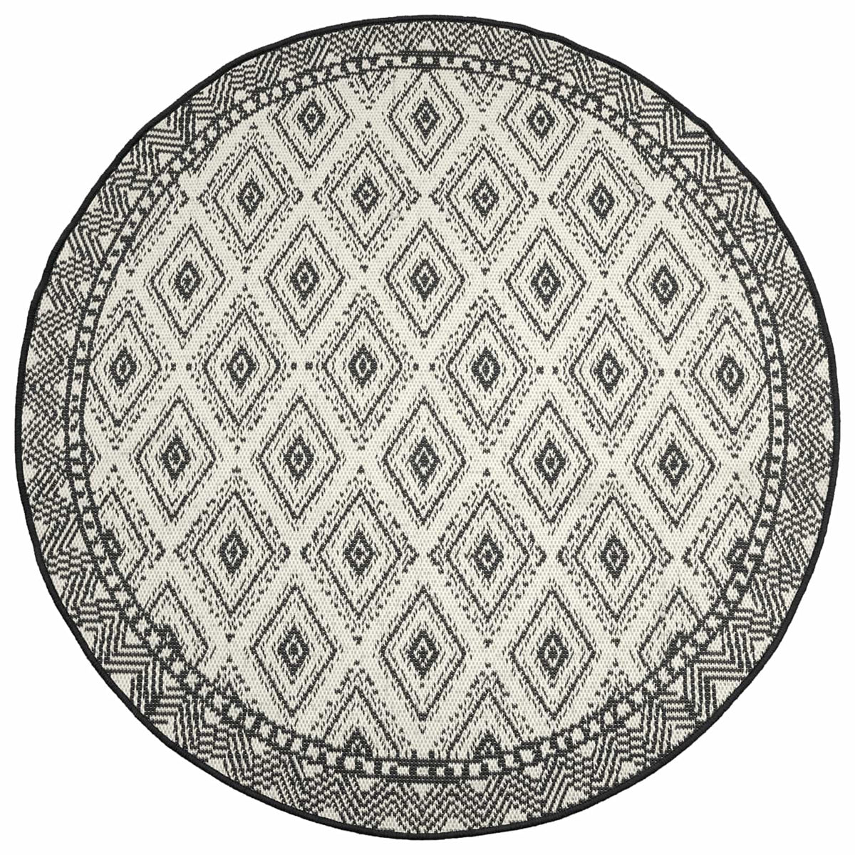 vidaXL Area Rug Natural and Black Ø 160 cm PET