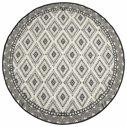 vidaXL Area Rug Natural and Black Ø 160 cm PET