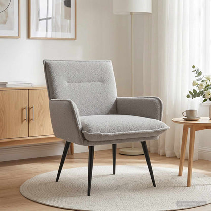vidaXL Armchair Light Grey Bouclé