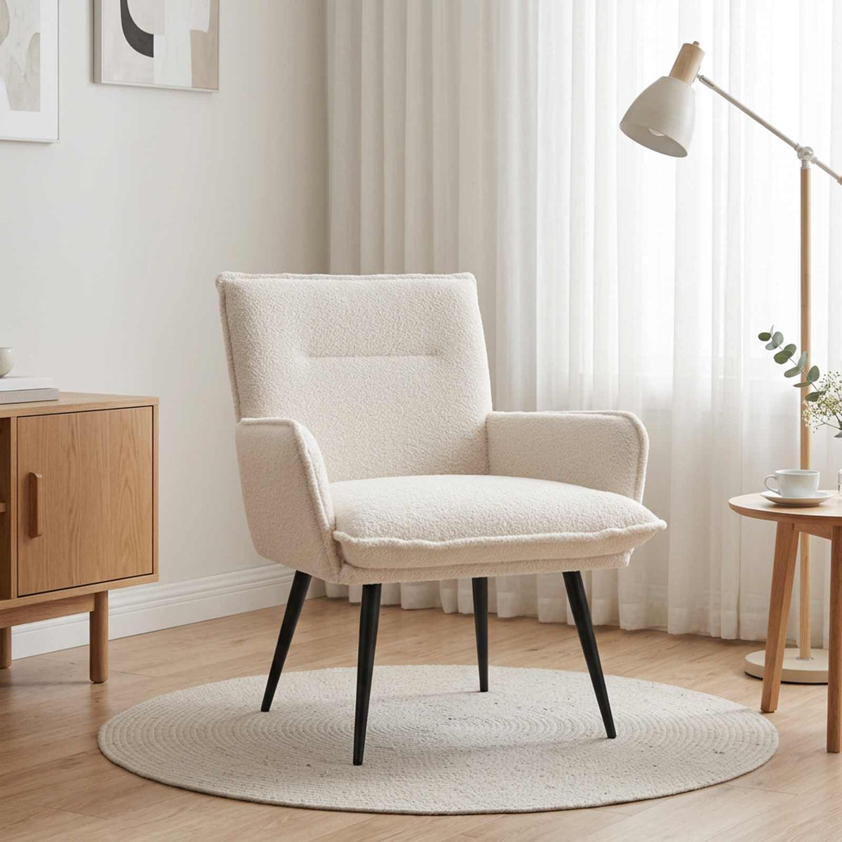 vidaXL Armchair Cream Bouclé