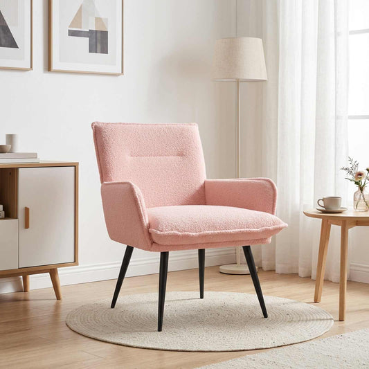 vidaXL Armchair Pink Bouclé
