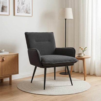 vidaXL Armchair Dark Grey Bouclé