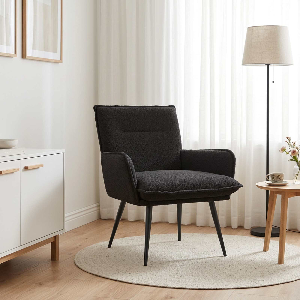 vidaXL Armchair Black Bouclé