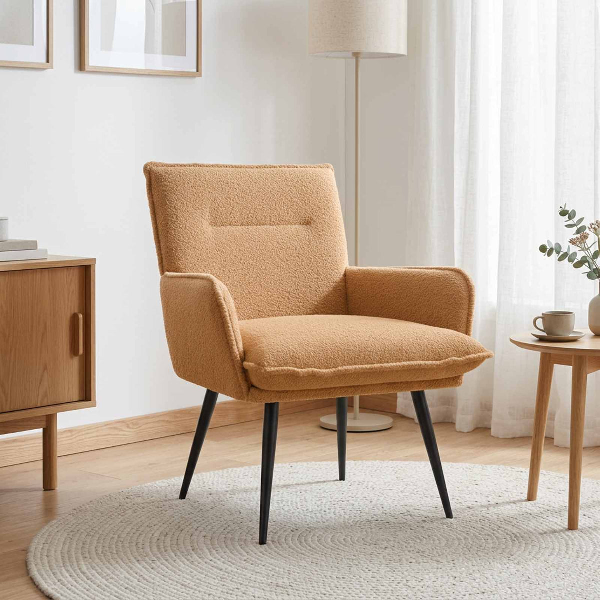 vidaXL Armchair Beige Bouclé