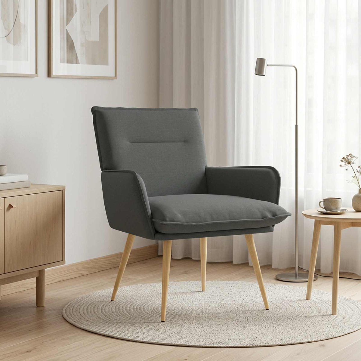 vidaXL Armchair Dark Grey Fabric