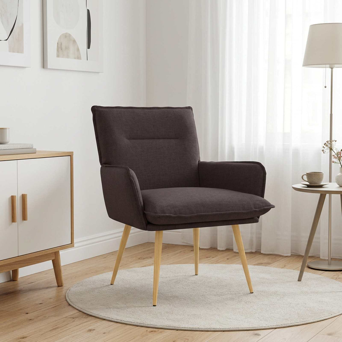 vidaXL Armchair Dark Brown Fabric