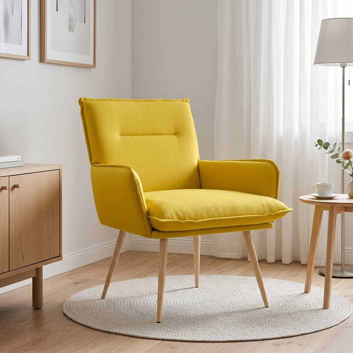 vidaXL Armchair Light Yellow Fabric