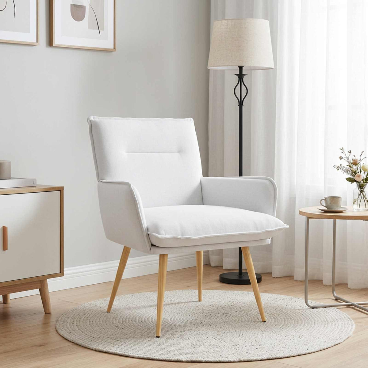 vidaXL Armchair White Fabric