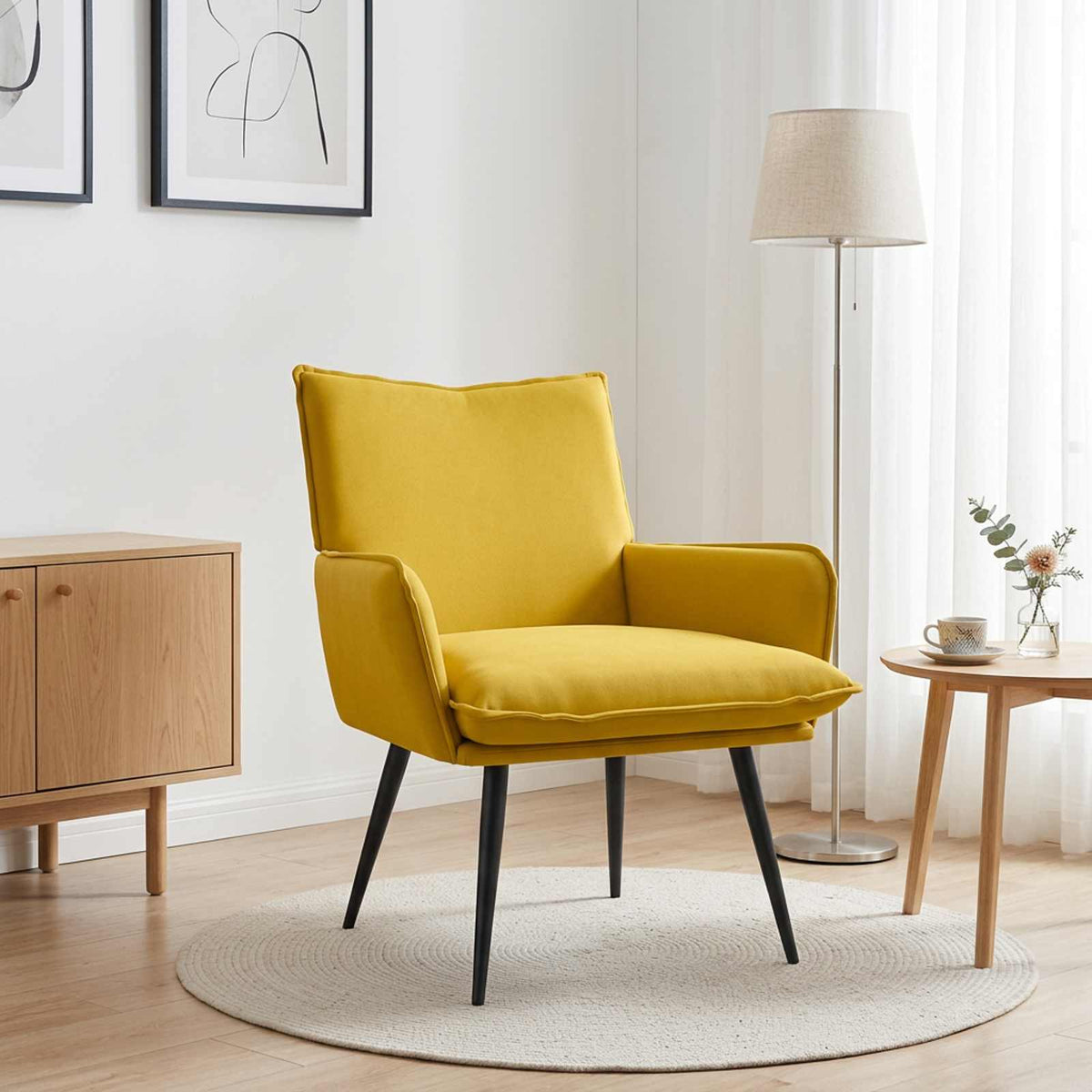 vidaXL Armchair Yellow Velvet