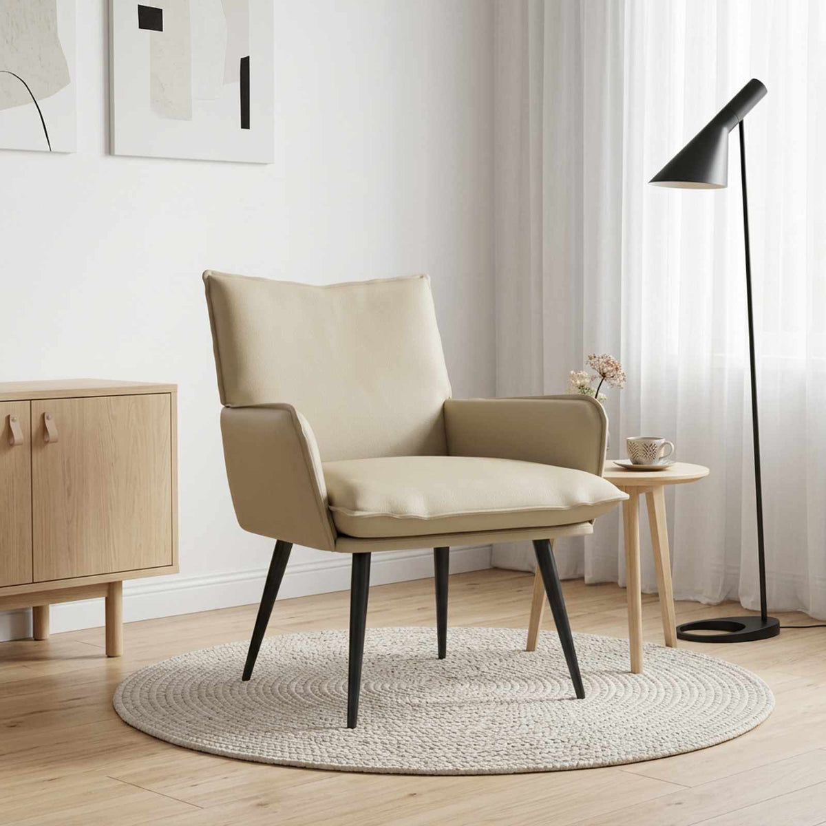 vidaXL Armchair Cream Faux Leather