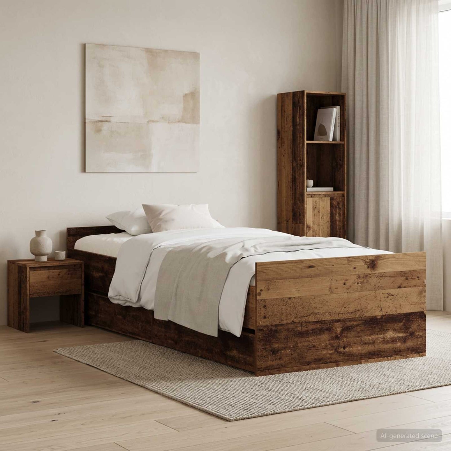 vidaXL Bed Frame Old Wood 100 x 200 cm Engineered Wood