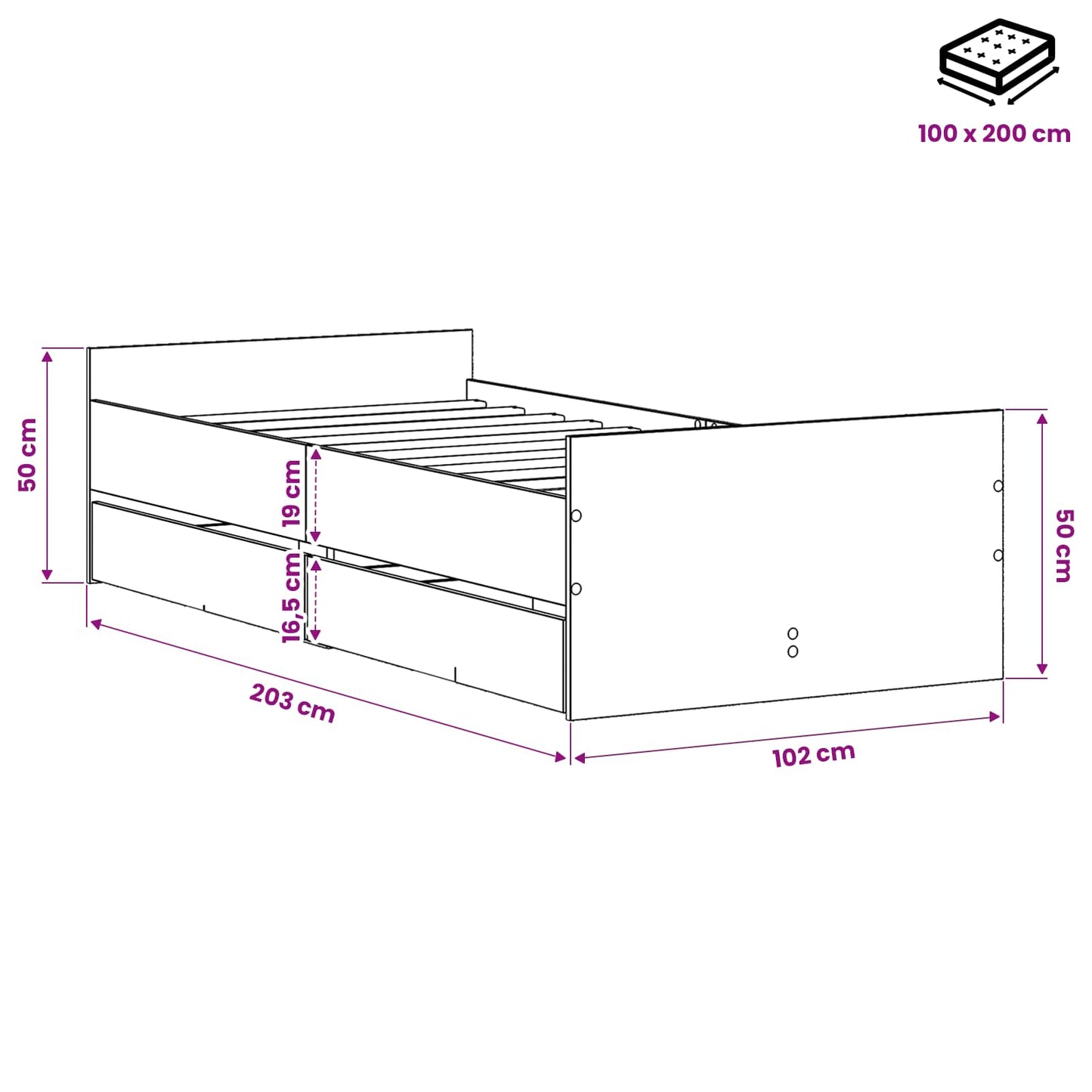 vidaXL Bed Frame Old Wood 100 x 200 cm Engineered Wood