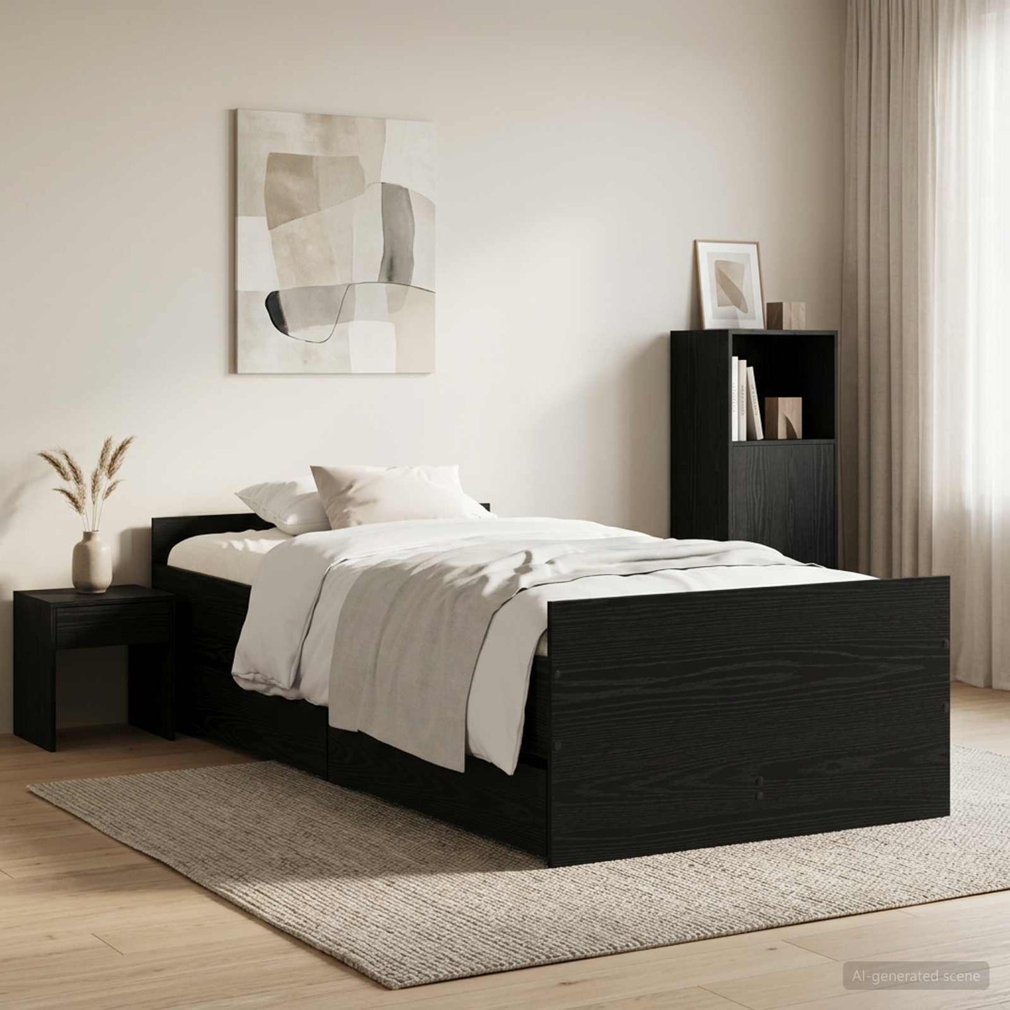 vidaXL Bed Frame Black Oak 100 x 200 cm Engineered Wood