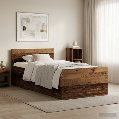 vidaXL Bed Frame Old Wood 90 x 200 cm Engineered Wood