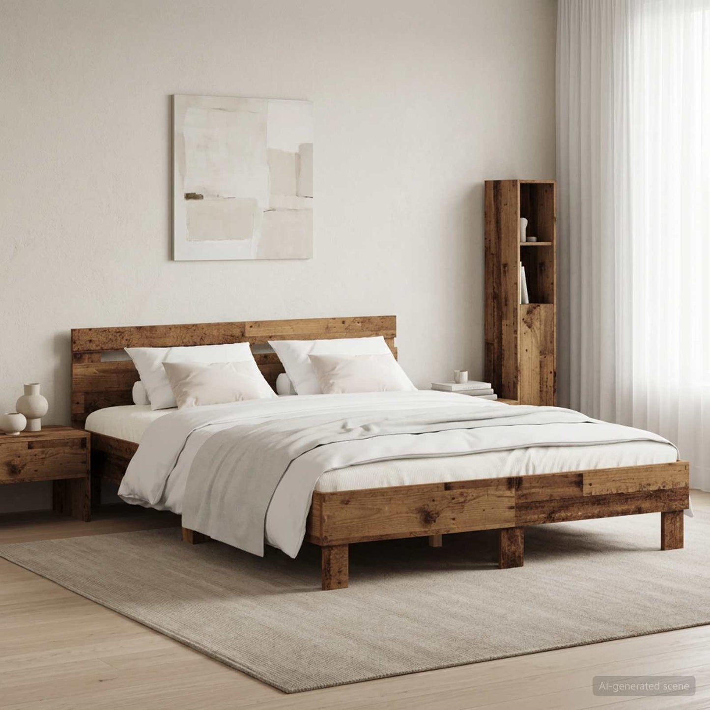 vidaXL Bed Frame Old Wood 140 x 190 cm Engineered Wood