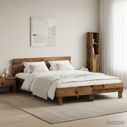 vidaXL Bed Frame Old Wood 140 x 190 cm Engineered Wood