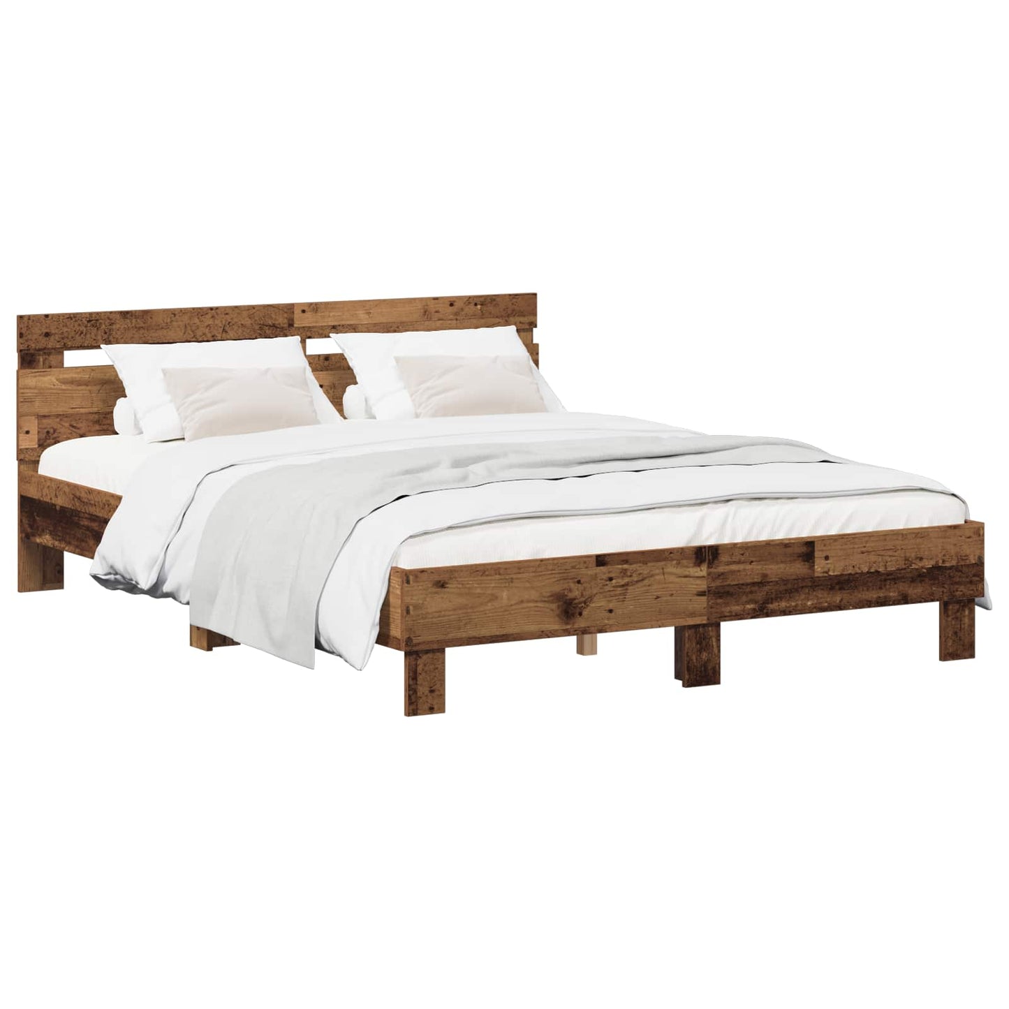 vidaXL Bed Frame Old Wood 140 x 190 cm Engineered Wood