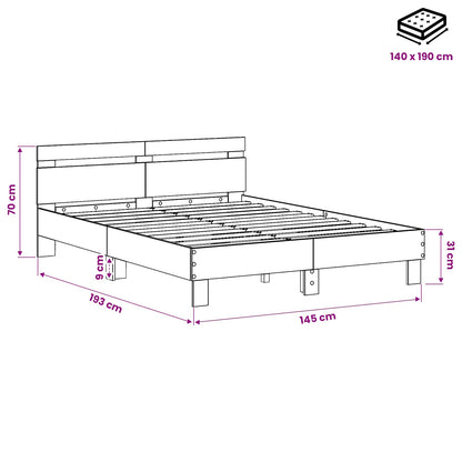 vidaXL Bed Frame Old Wood 140 x 190 cm Engineered Wood