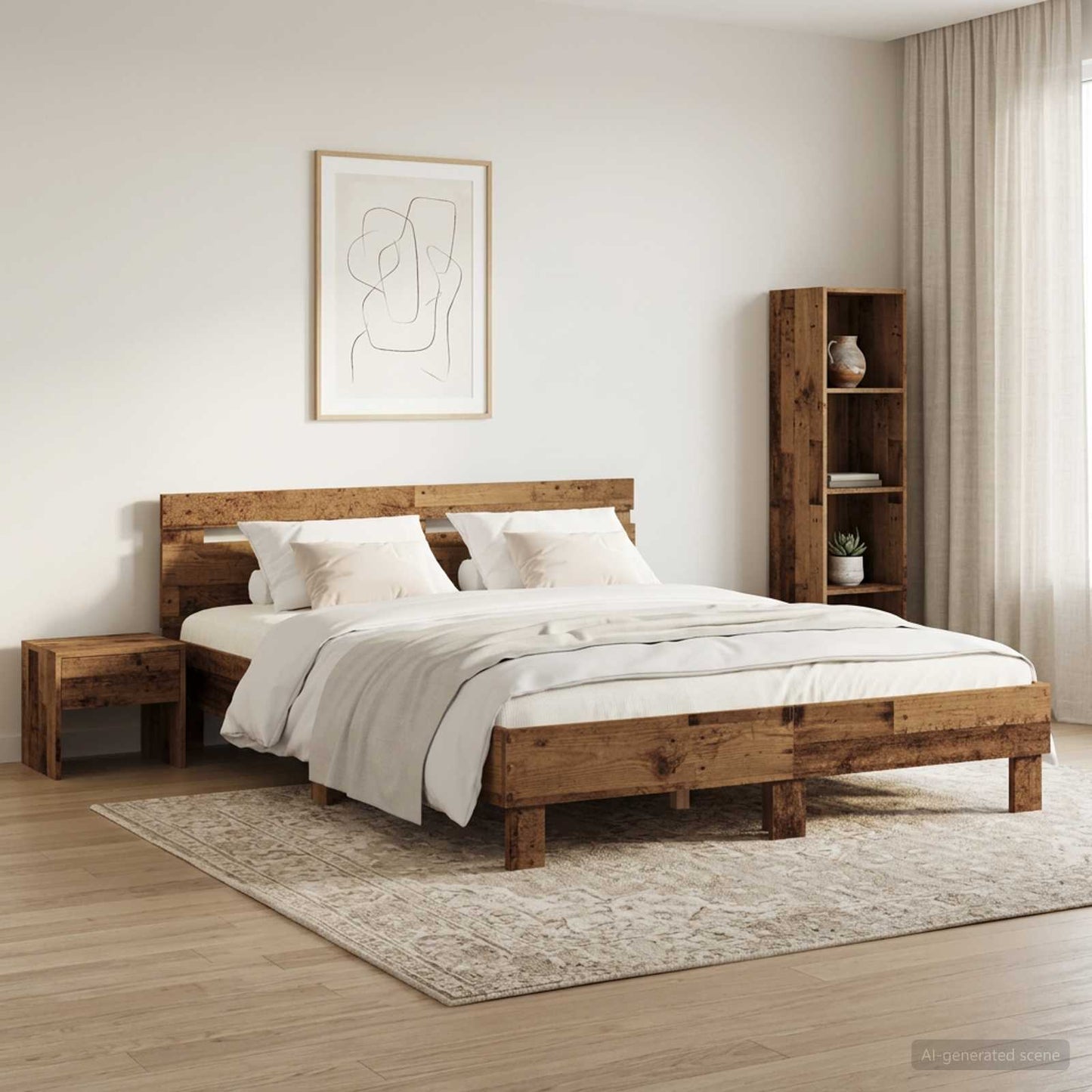 vidaXL Bed Frame Old Wood 135 x 190 cm Engineered Wood