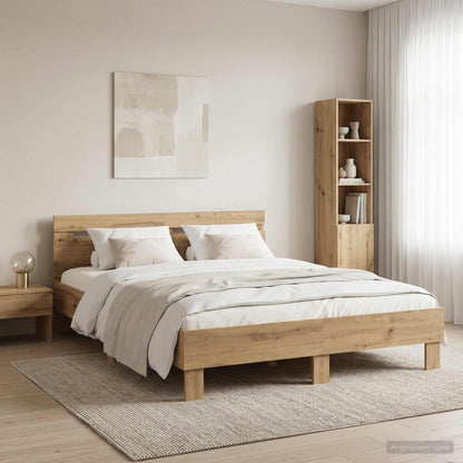 vidaXL Bed Frame Artisan Oak 135 x 190 cm Engineered Wood