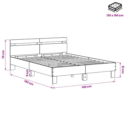 vidaXL Bed Frame Artisan Oak 135 x 190 cm Engineered Wood