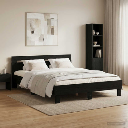 vidaXL Bed Frame Black Oak 135 x 190 cm Engineered Wood