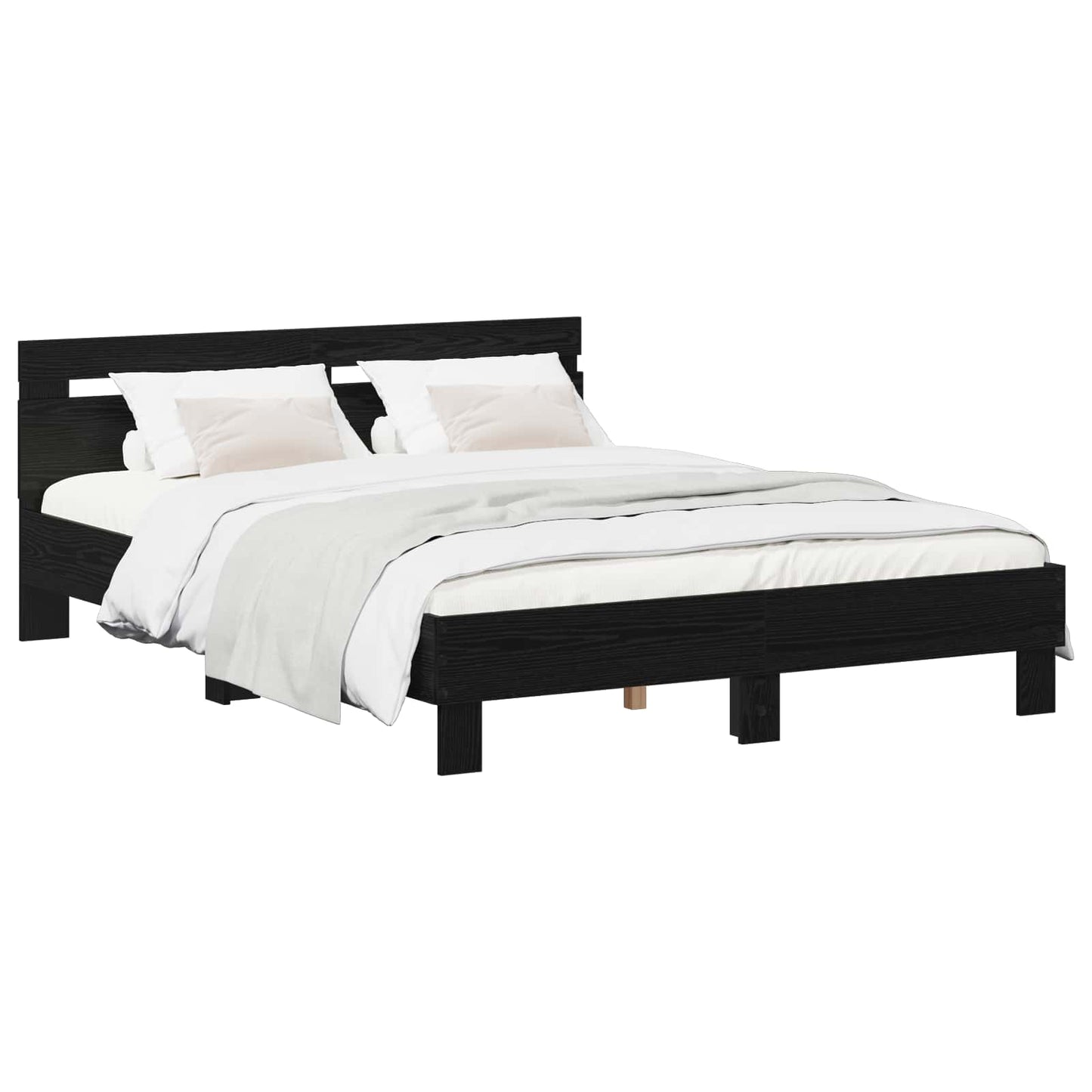 vidaXL Bed Frame Black Oak 135 x 190 cm Engineered Wood