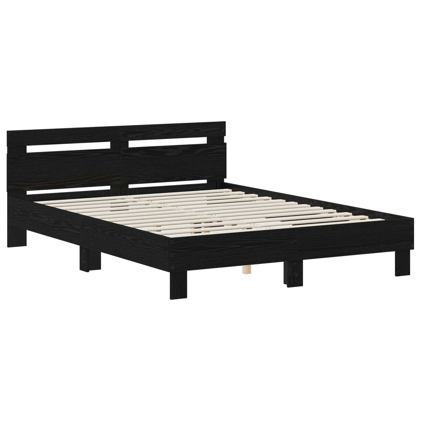 vidaXL Bed Frame Black Oak 135 x 190 cm Engineered Wood