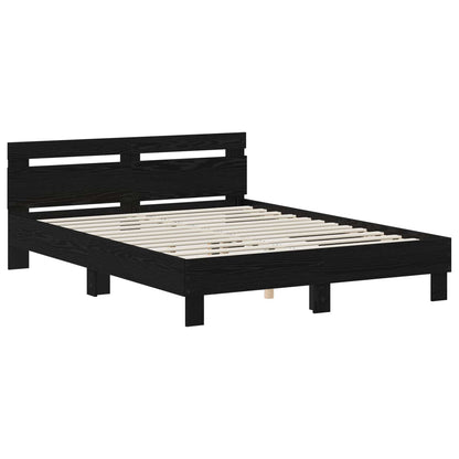 vidaXL Bed Frame Black Oak 135 x 190 cm Engineered Wood