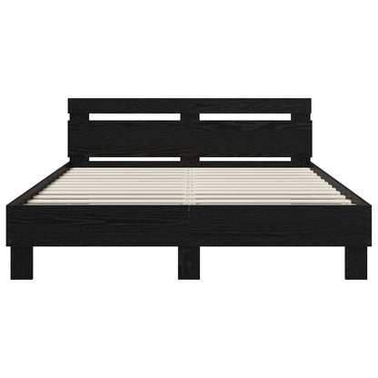 vidaXL Bed Frame Black Oak 135 x 190 cm Engineered Wood