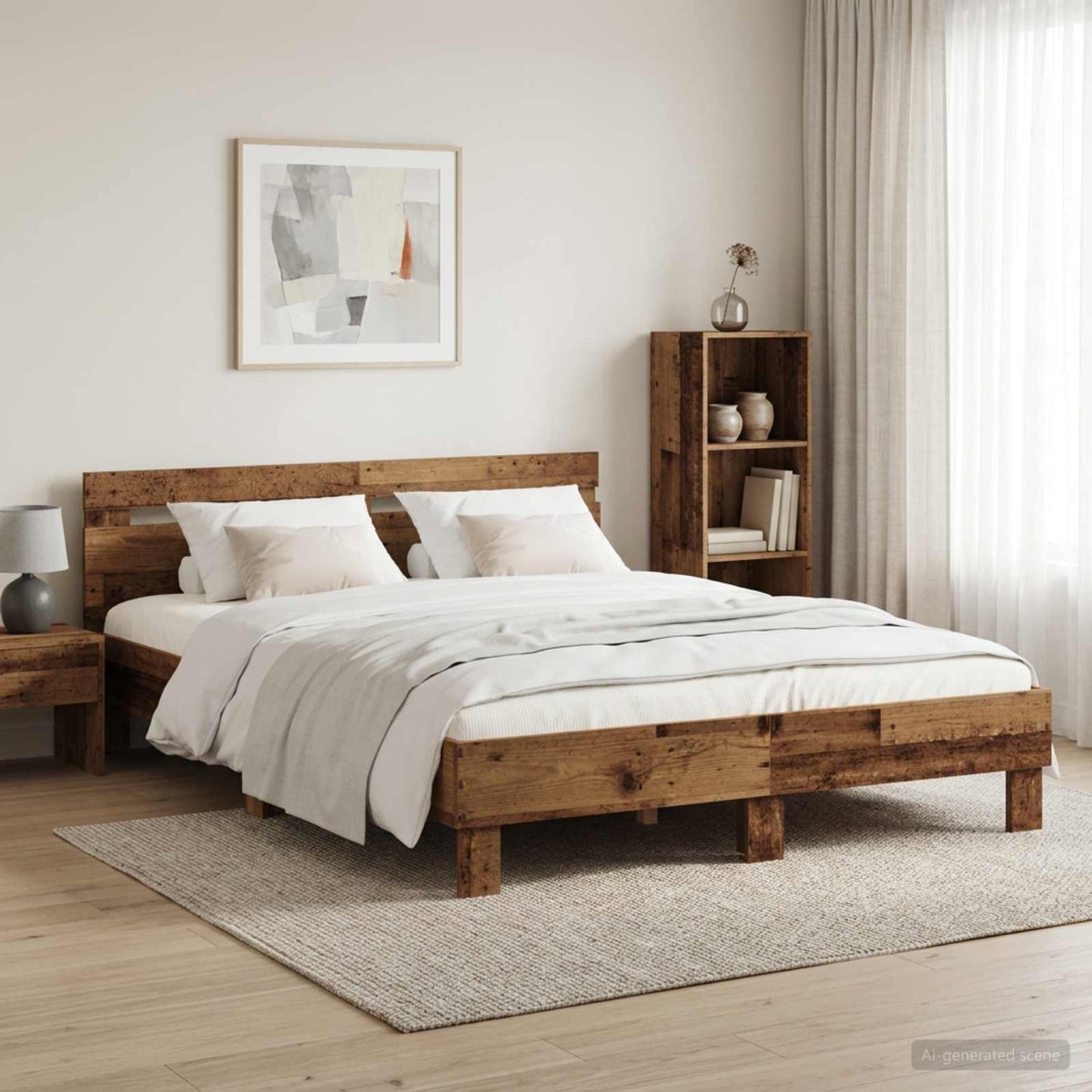 vidaXL Bed Frame Old Wood 120 x 190 cm Engineered Wood