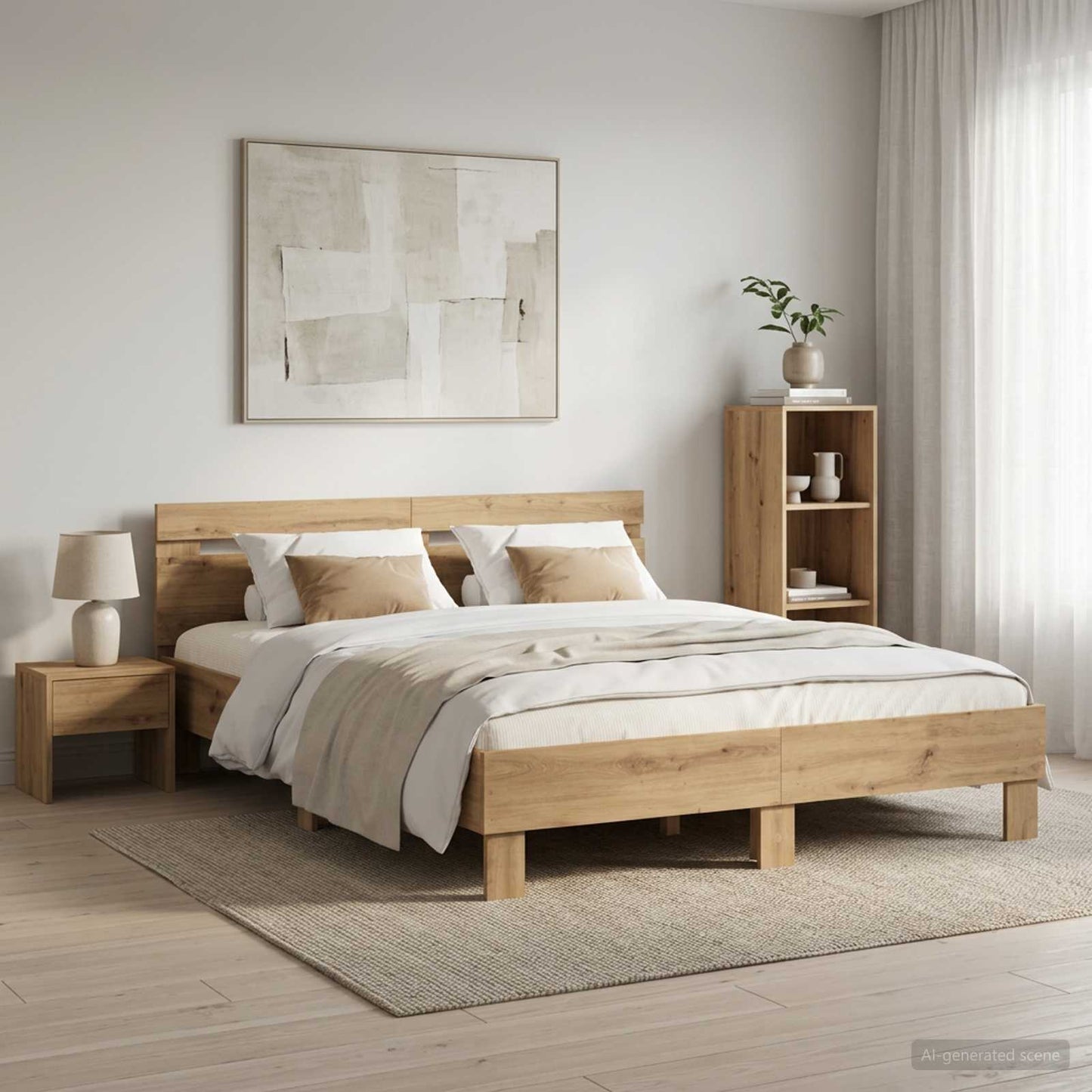 vidaXL Bed Frame Artisan Oak 120 x 190 cm Engineered Wood