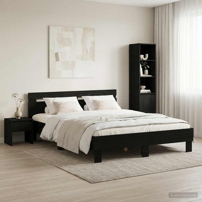 vidaXL Bed Frame Black Oak 120 x 190 cm Engineered Wood