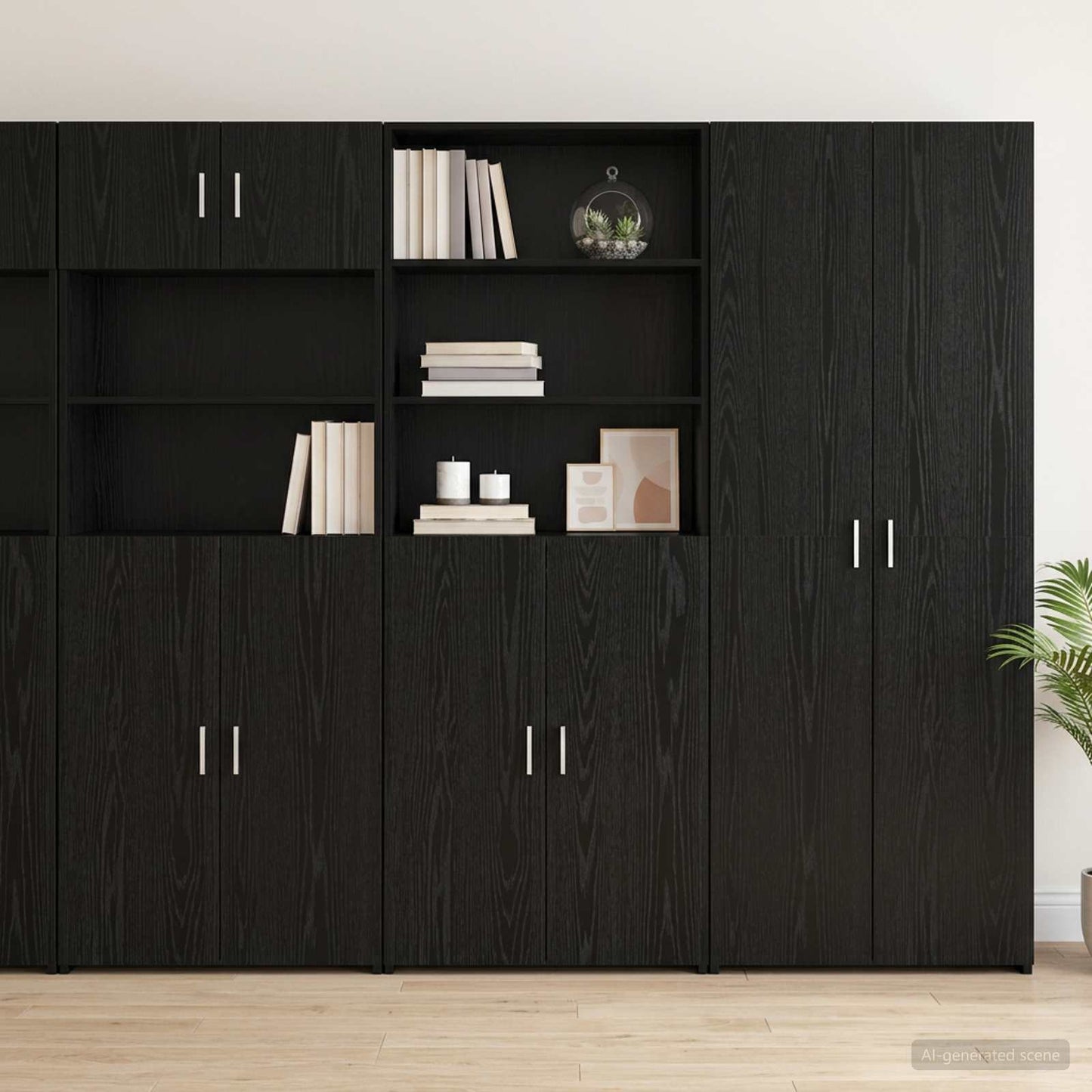 vidaXL Highboard Black Oak 70 x 42.5 x 185 cm Engineered Wood