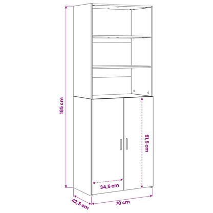 vidaXL Highboard Black Oak 70 x 42.5 x 185 cm Engineered Wood