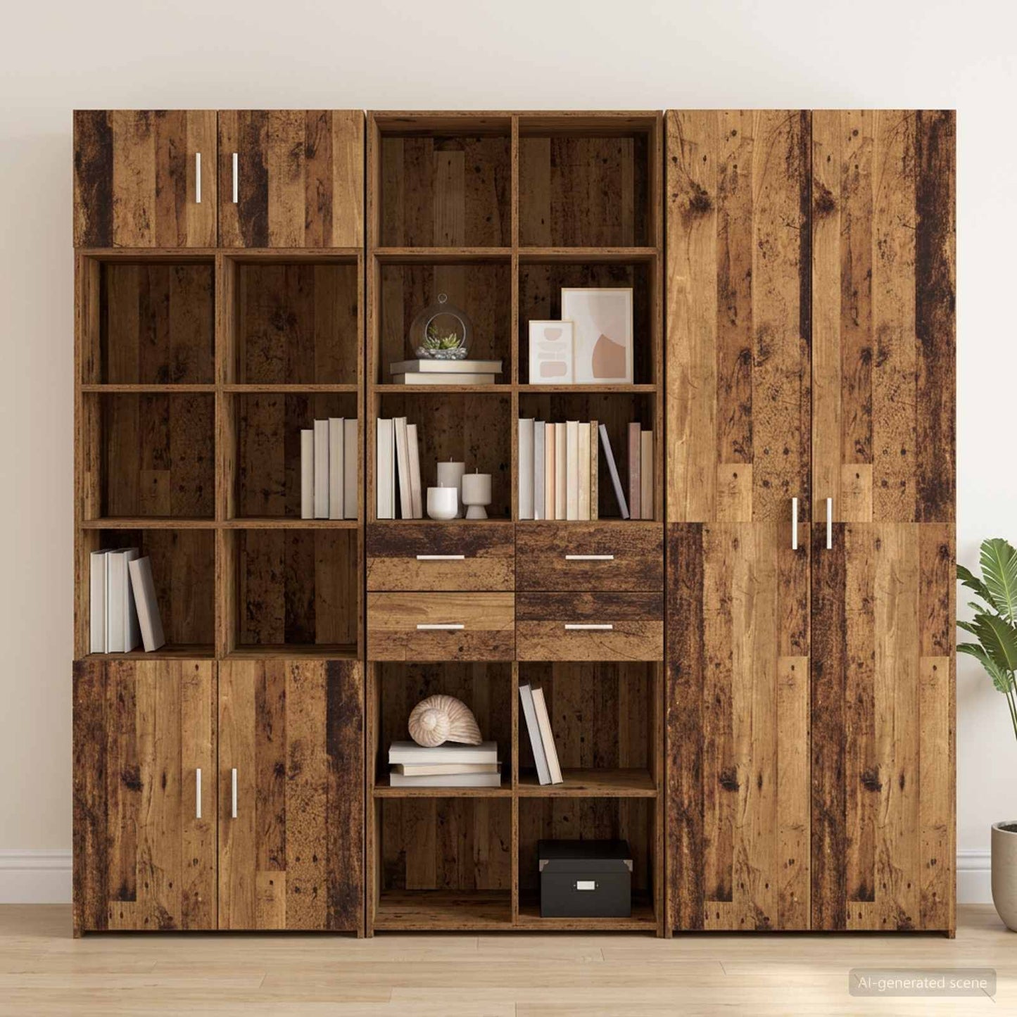 vidaXL Bookcase Old wood 30 x 42.4 x 185.2 cm