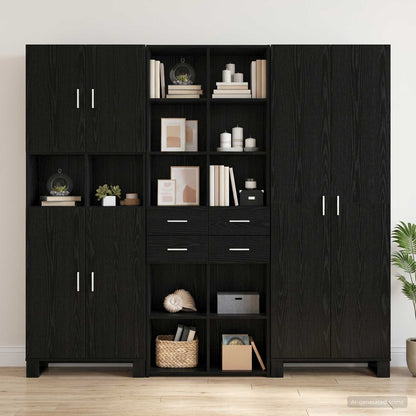 vidaXL Bookcase Black oak 30 x 42.4 x 185.2 cm