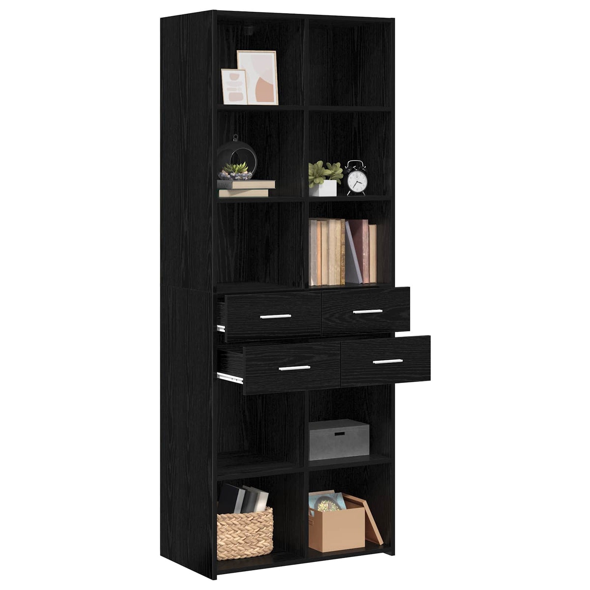 vidaXL Bookcase Black oak 70 x 42.5 x 185 cm Engineered Wood