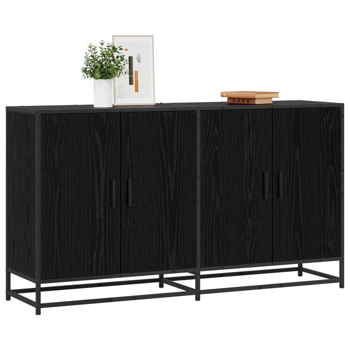 vidaXL Sideboard Black Oak 134 x 35 x 76 cm Engineered Wood