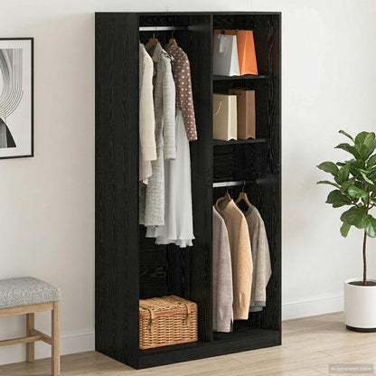 vidaXL Wardrobe with Shelf Black oak 100 x 50 x 200 cm Engineered Wood