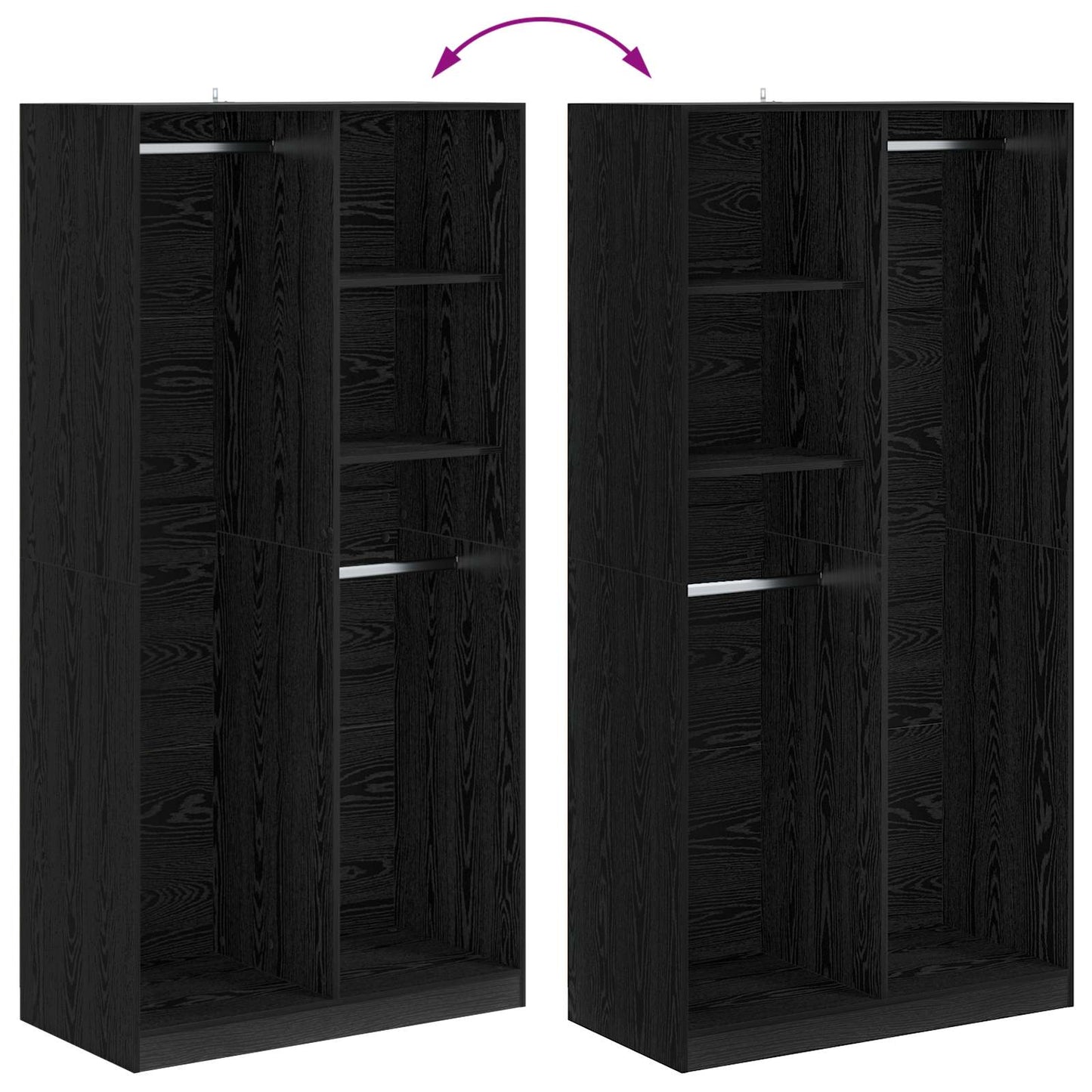 vidaXL Wardrobe with Shelf Black oak 100 x 50 x 200 cm Engineered Wood