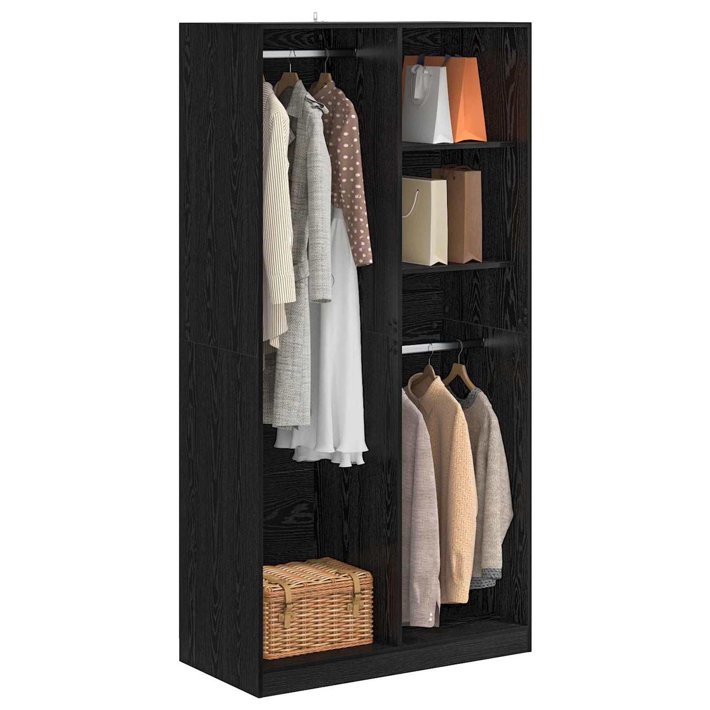 vidaXL Wardrobe with Shelf Black oak 100 x 50 x 200 cm Engineered Wood