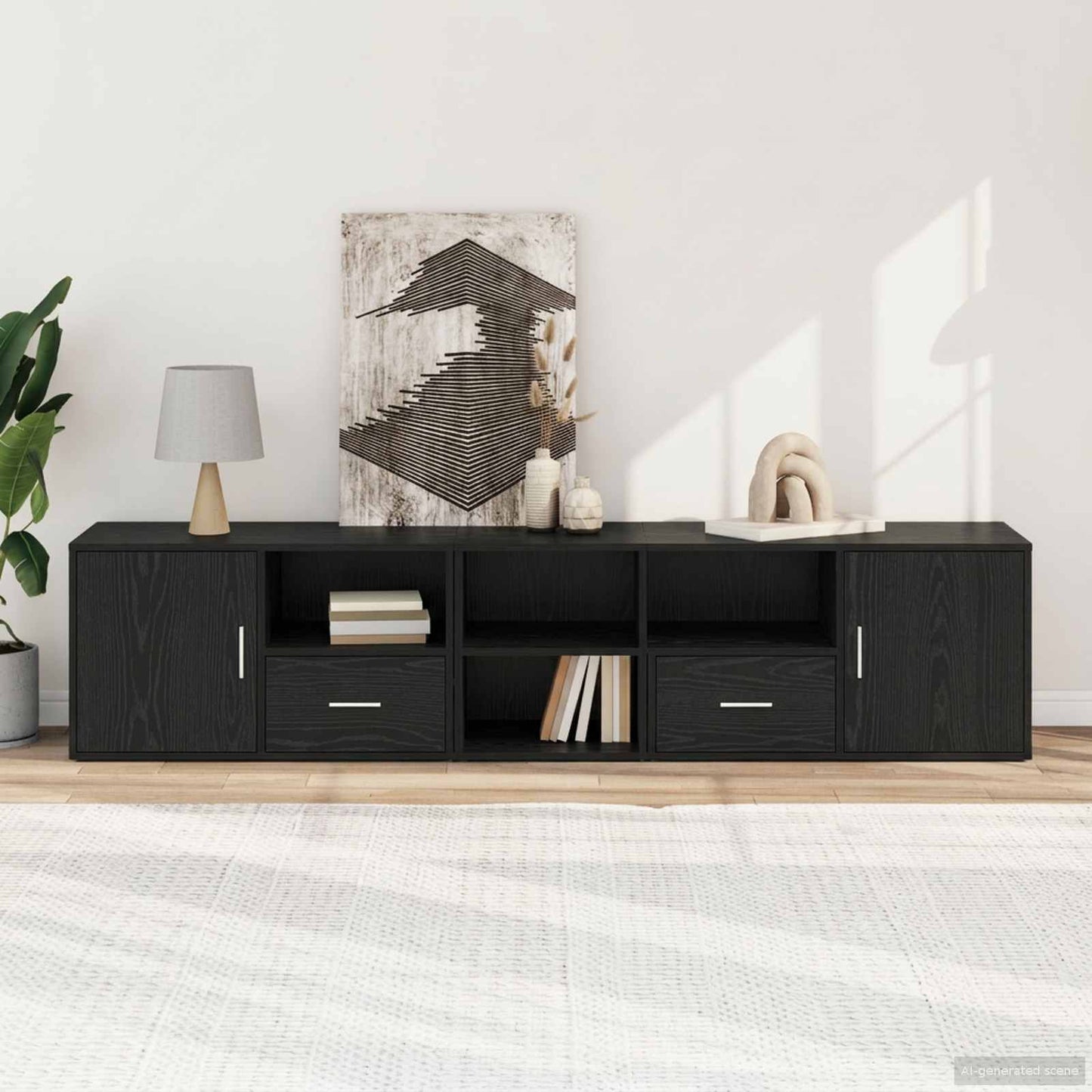 vidaXL Corner Cabinet Black Oak 200 x 40 x 45 cm Engineered Wood
