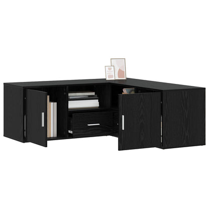 vidaXL Corner Cabinet Black Oak 200 x 40 x 45 cm Engineered Wood