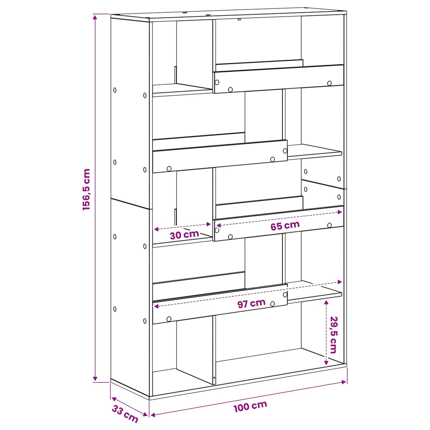 vidaXL Book Shelf Black oak 100 x 33 x 156.5 cm Engineered Wood