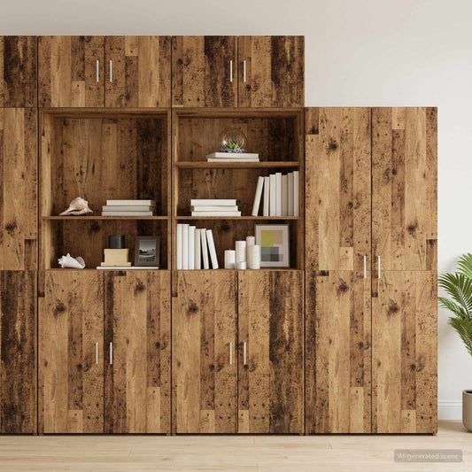 vidaXL Storage Cabinet with Shelves Old Wood 70 x 42.5 x 225 cm