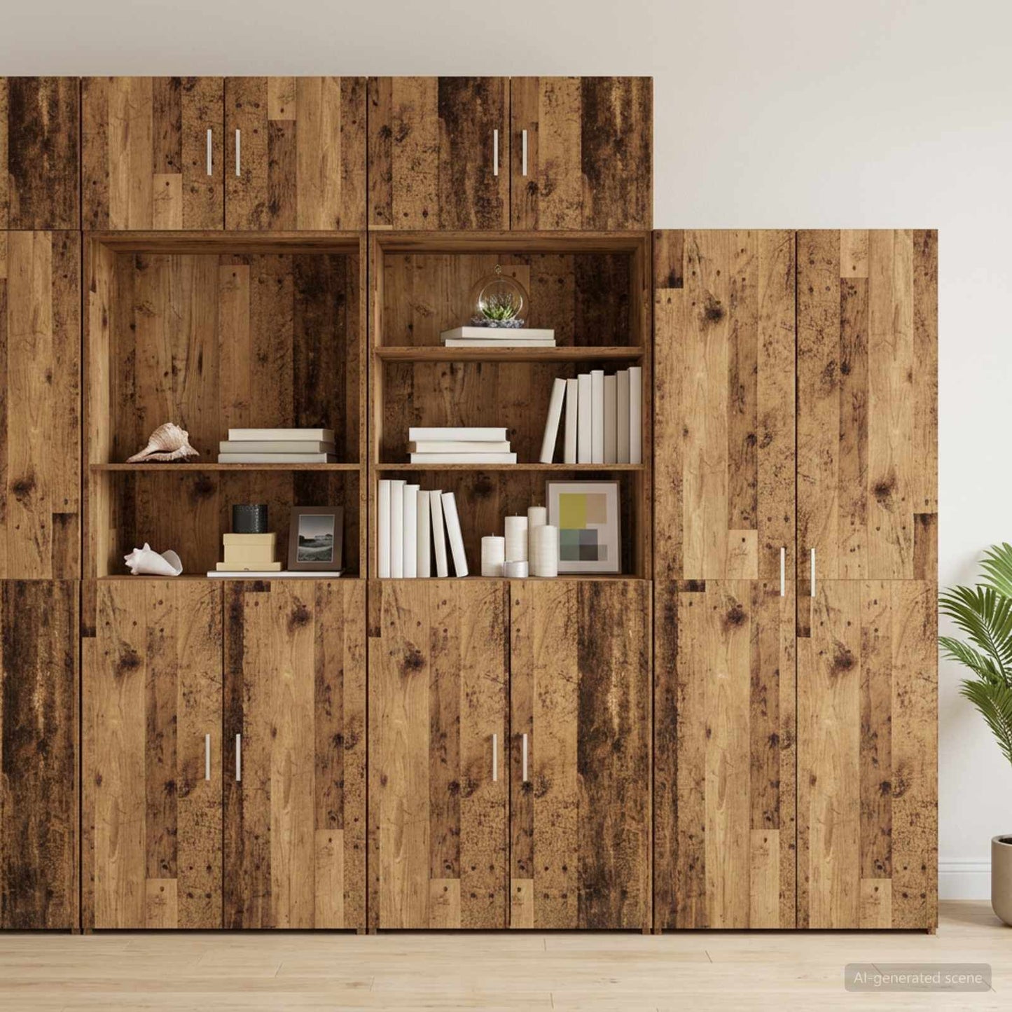 vidaXL Storage Cabinet with Shelves Old Wood 70 x 42.5 x 225 cm