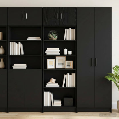 vidaXL Storage Cabinet with Shelves Black Oak 70 x 42.5 x 225 cm